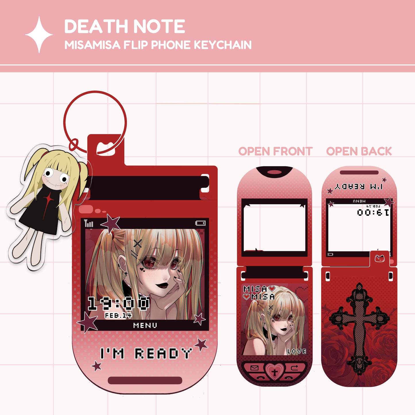 [PRE-ORDER] DEATH NOTE Misa Amane flip-phone keychain