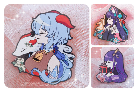 [PRE-ORDER] Genshin girls WOODEN pins