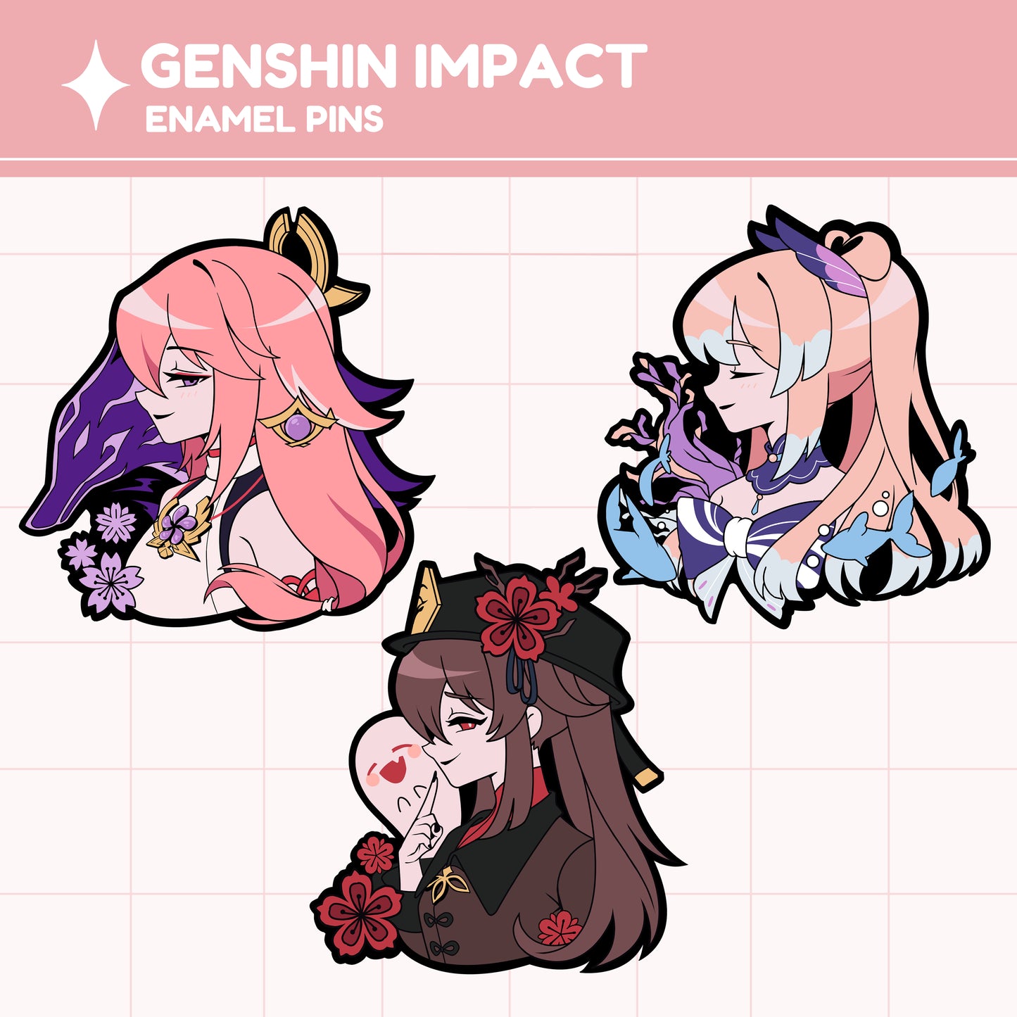 [IN-STOCK] Genshin girls enamel pins